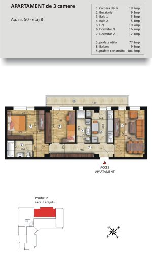 VSC Residence - Apartamente noi Pitesti - 0744 673 293 - Apartament 3 camere